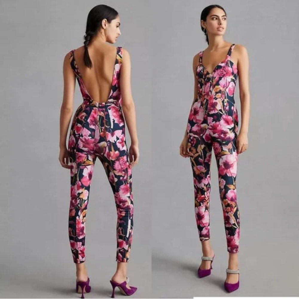 Anthropologie Floral Sweetheart Jumpsuit Size M